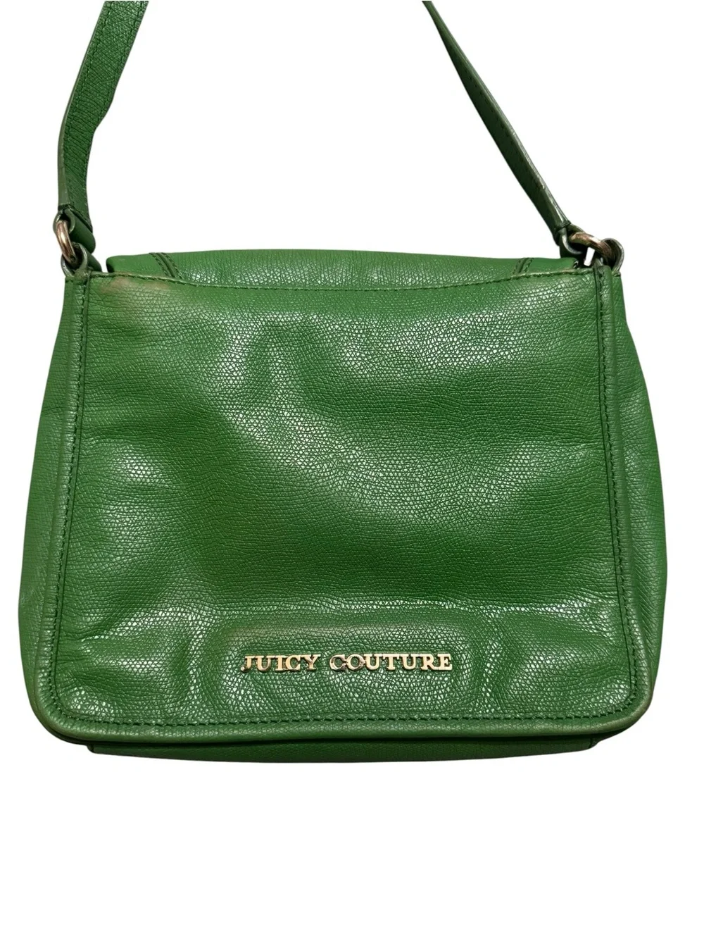Green Leather Crossbody Bag with Bird Accent